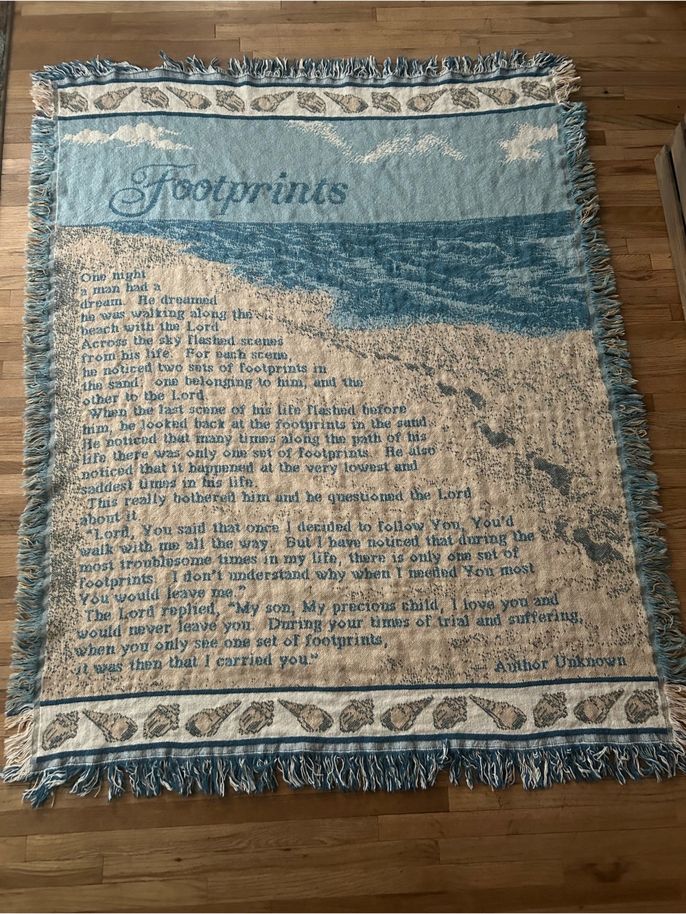 Footprints Woven Tapestry Blanket